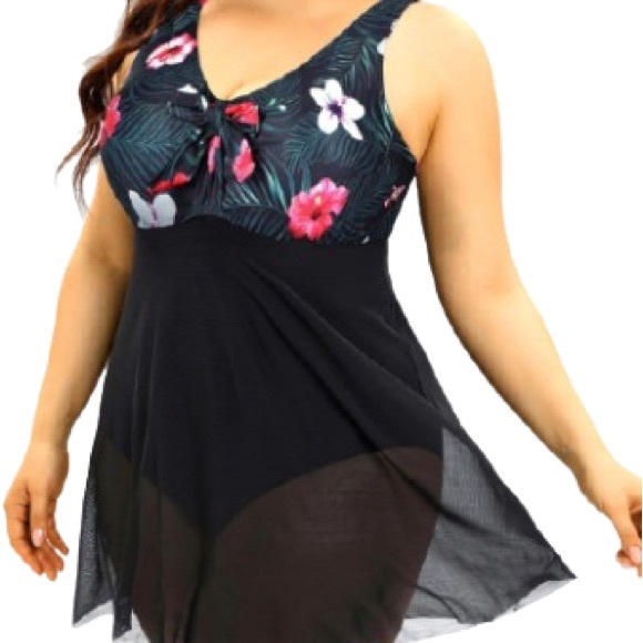 Floral Black Swim Dress 18W - Picture 4 of 7